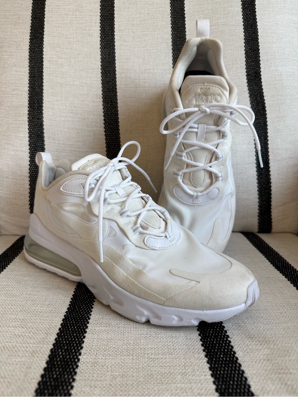 Nike Air Max 270 React All-White Triple White Ivory Bone Men’s Size 11